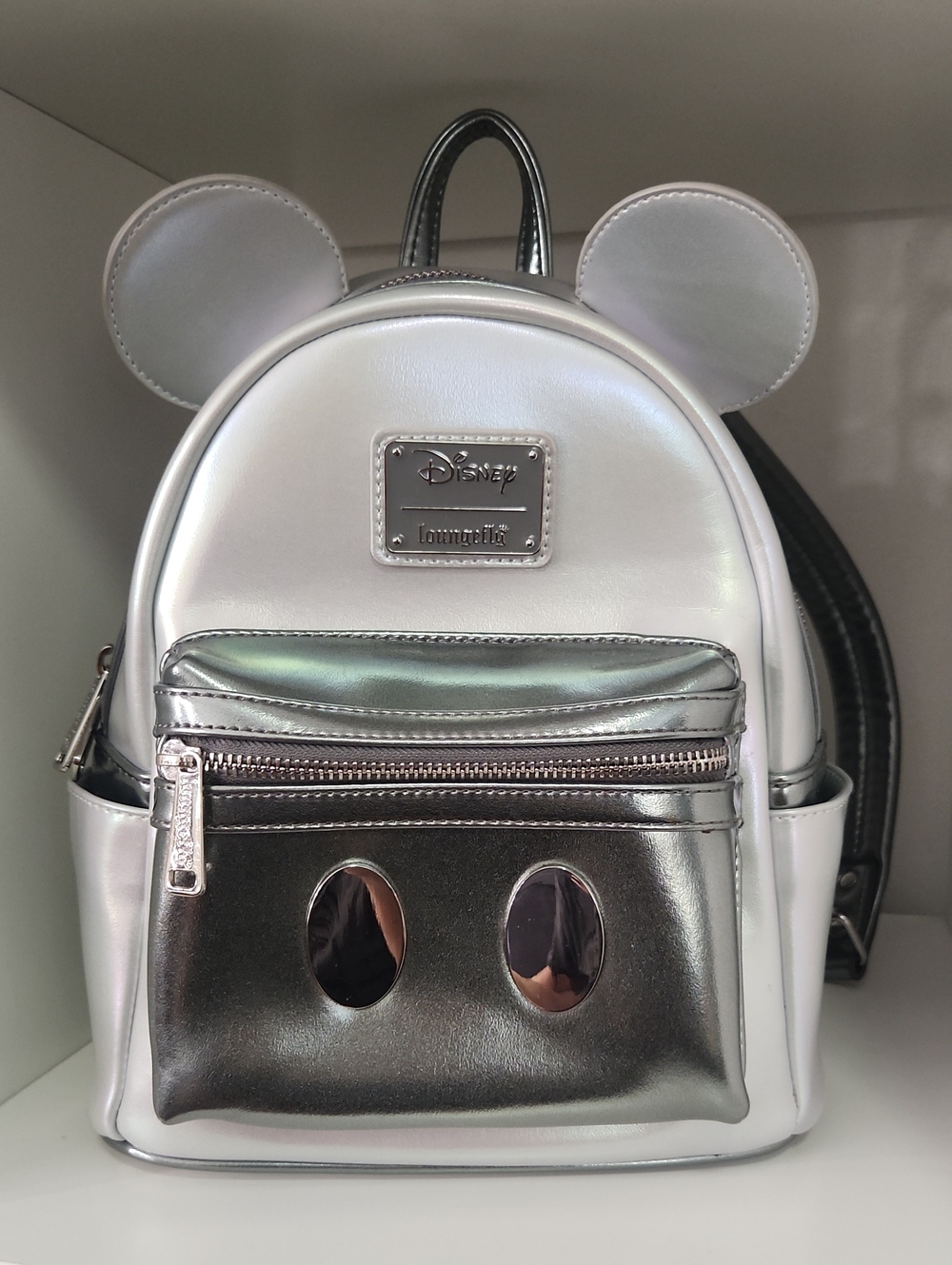 Loungefly Disney 100 Mickey Mouse Platinum Metallic Mini Backpack